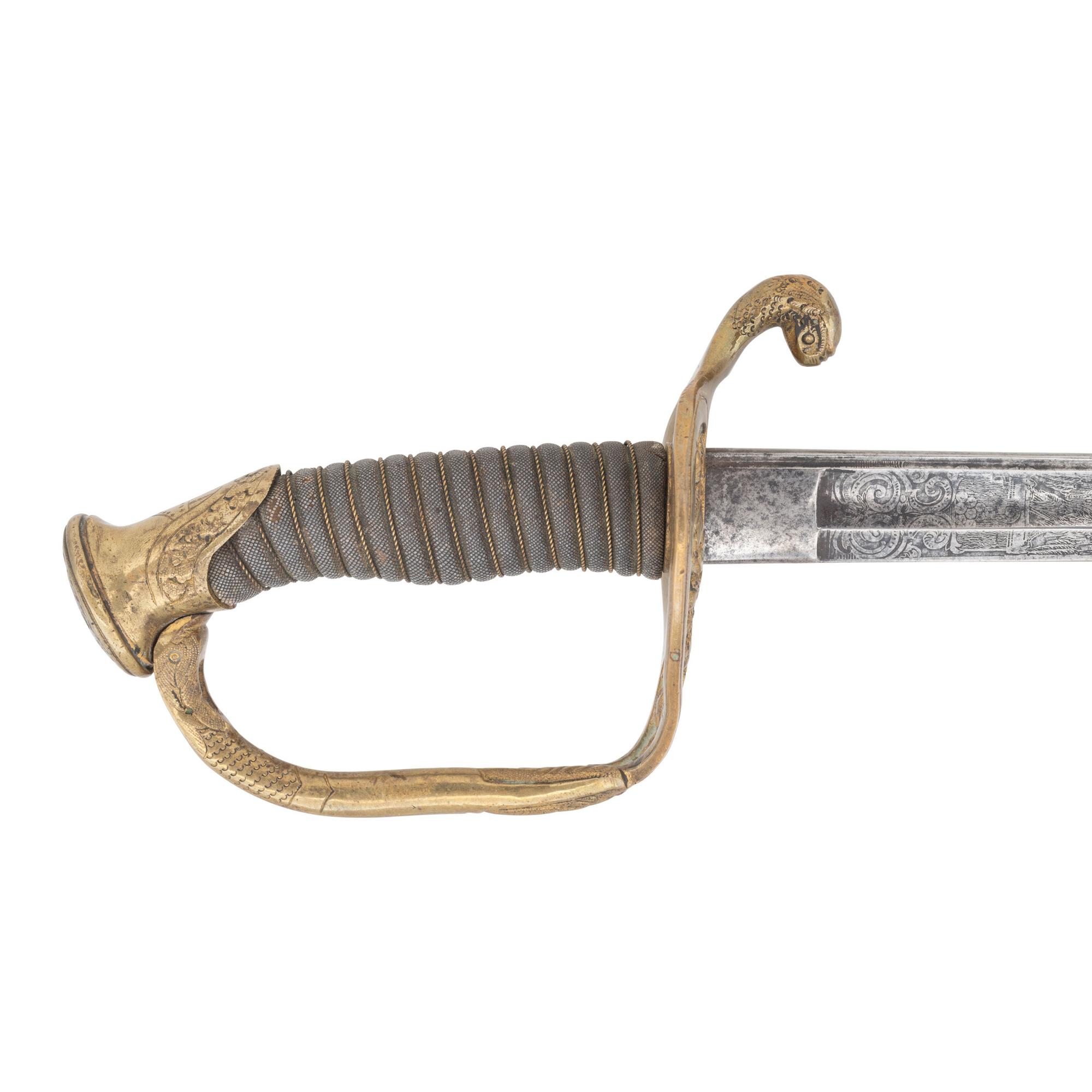 US Model 1852 Naval Officers Sword by Clauberg, Inscribed to Denny Hayes USN