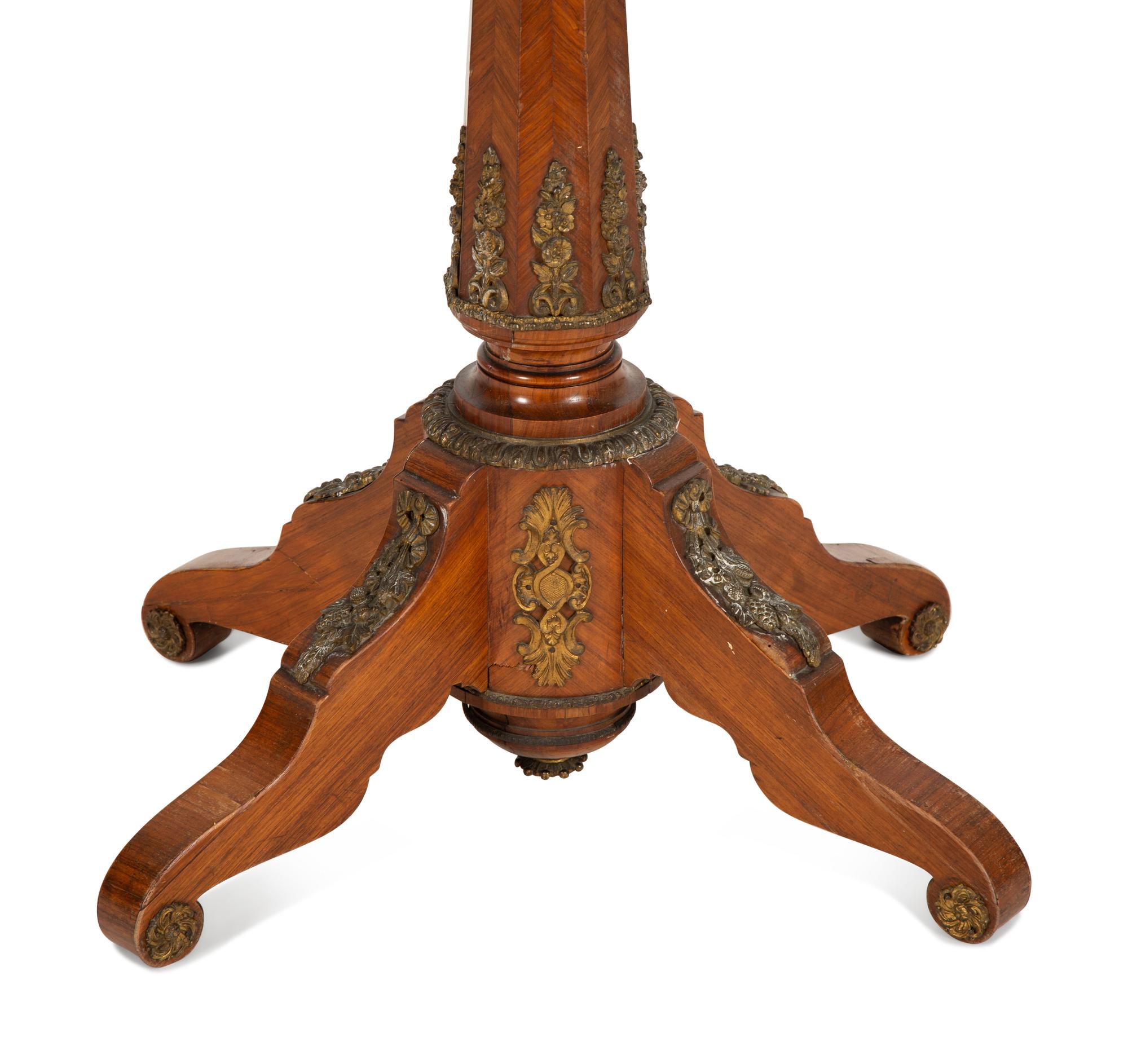 A Napoleon III Gilt Metal Mounted Kingwood Jardinière and Stand