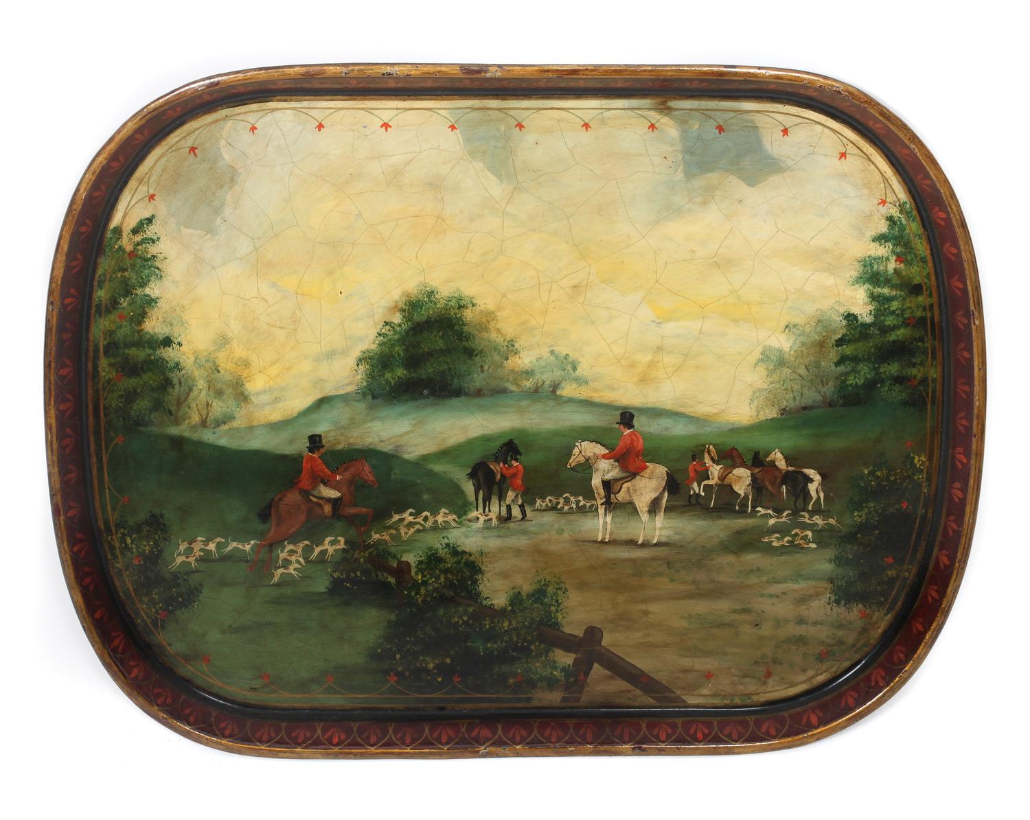 An English Tole Tray Width 30 x depth 23 inches.