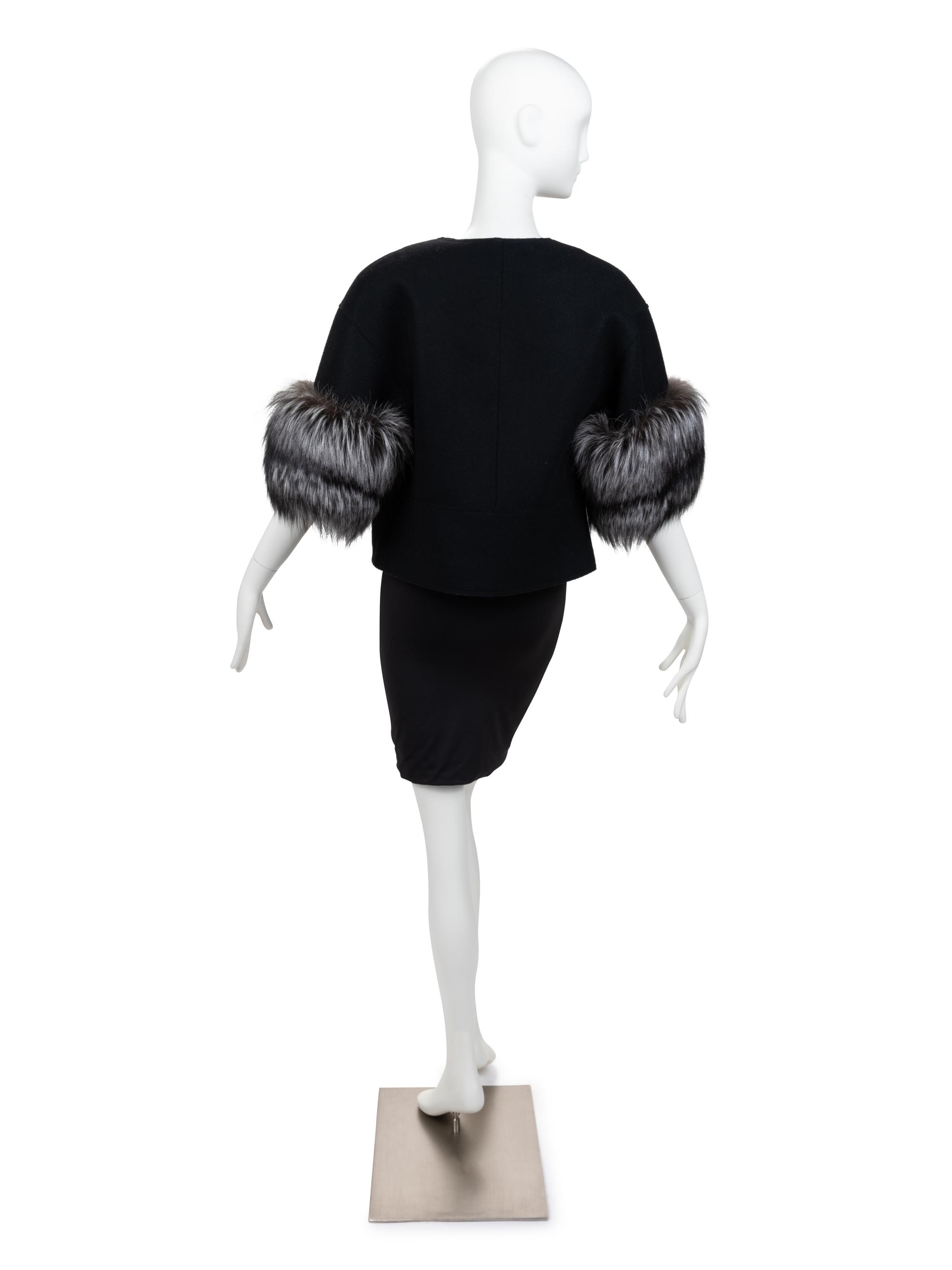 Carolina Herrera Wool Jacket with Fox Fur Cuffs