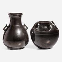 Fulper Pottery (American, active 1860-1935) Two Mirror Black Glaze Vases, Trenton, New Jersey, USA, early 20th century