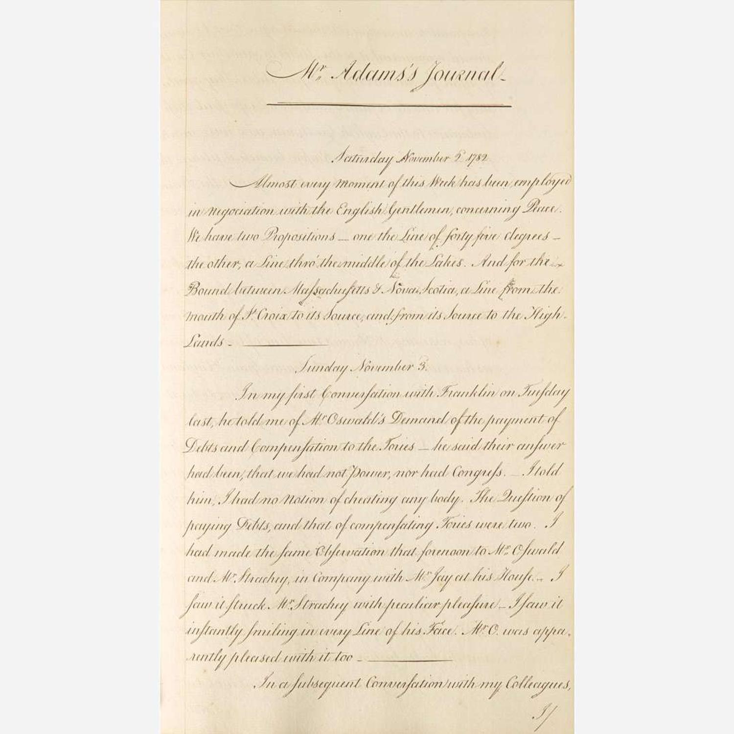 [Americana] [Treaty of Paris] [Franklin, Benjamin, and John Adams, and John Jay, et al.] Contemporary Manuscript Letterbook of the Peace Negotiations between the United States and Great Britain