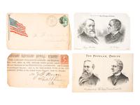 [1888 ELECTION] -- [HARRISON, Benjamin] -- [CLEVELAND, Grover]. A group of fans, covers, cabinet cards, and other ephemera related to the 1888 presidential election, including: