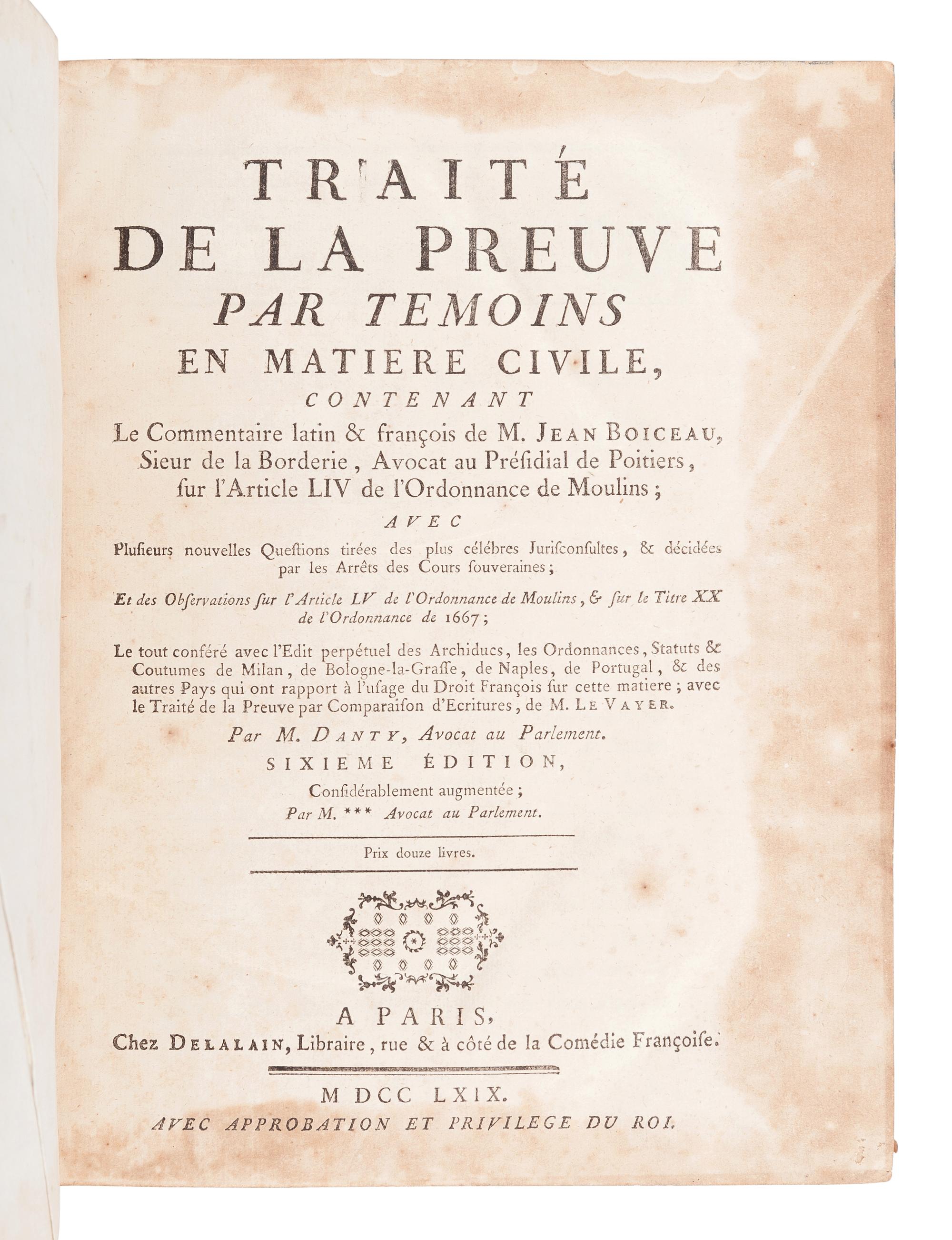 [FRENCH LAW]. A group of three 18th-century works in French, comprising: