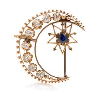 An Antique Yellow Gold, Diamond and Synthetic Sapphire Pendant/Brooch, 6.80 dwts.