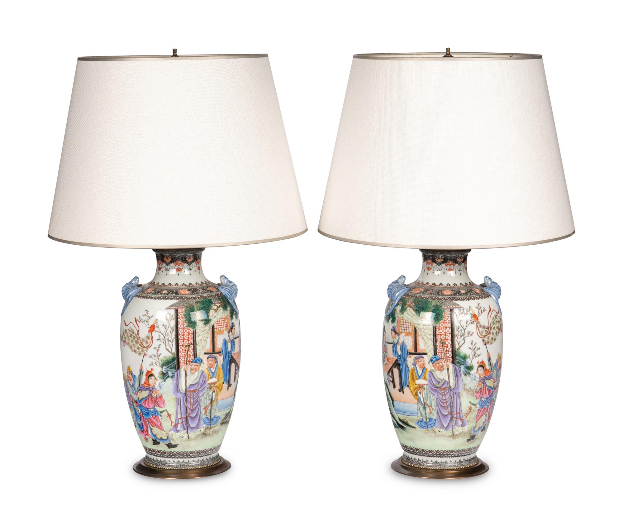 A Pair of Chinese Famille Rose Porcelain Vases