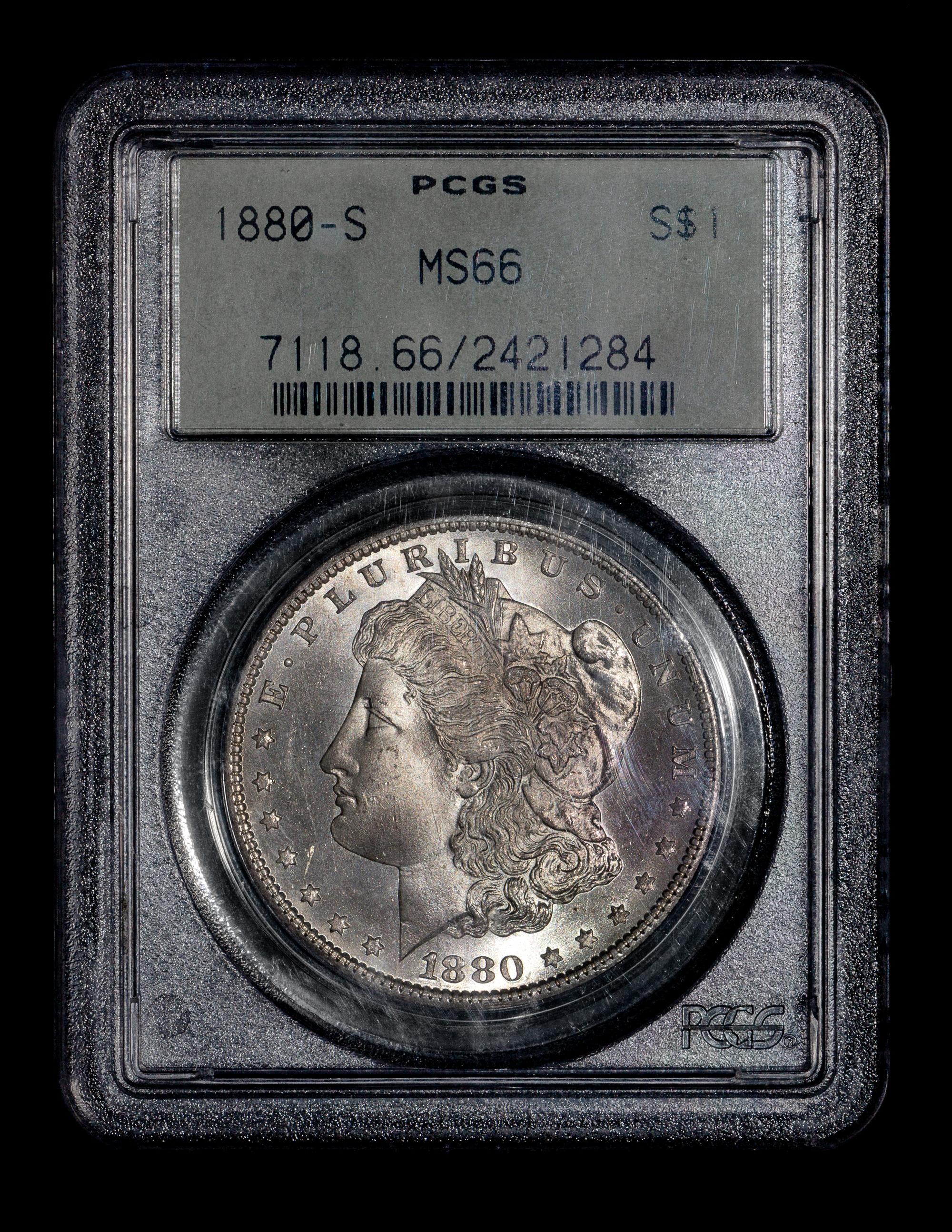 A United States 1880-S Morgan Silver $1 Coin — PCGS graded MS66