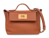 HERMÈS MINI 24/24 IN GOLD EVERCOLOR AND SWIFT WITH GOLD HARDWARE