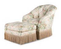 A Floral Chintz-Upholstered Lounge Chair and Ottoman