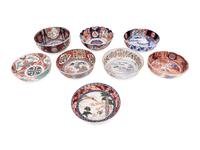39 Japanese Imari and Kutani Porcelain Bowls, Plates, and Chargers