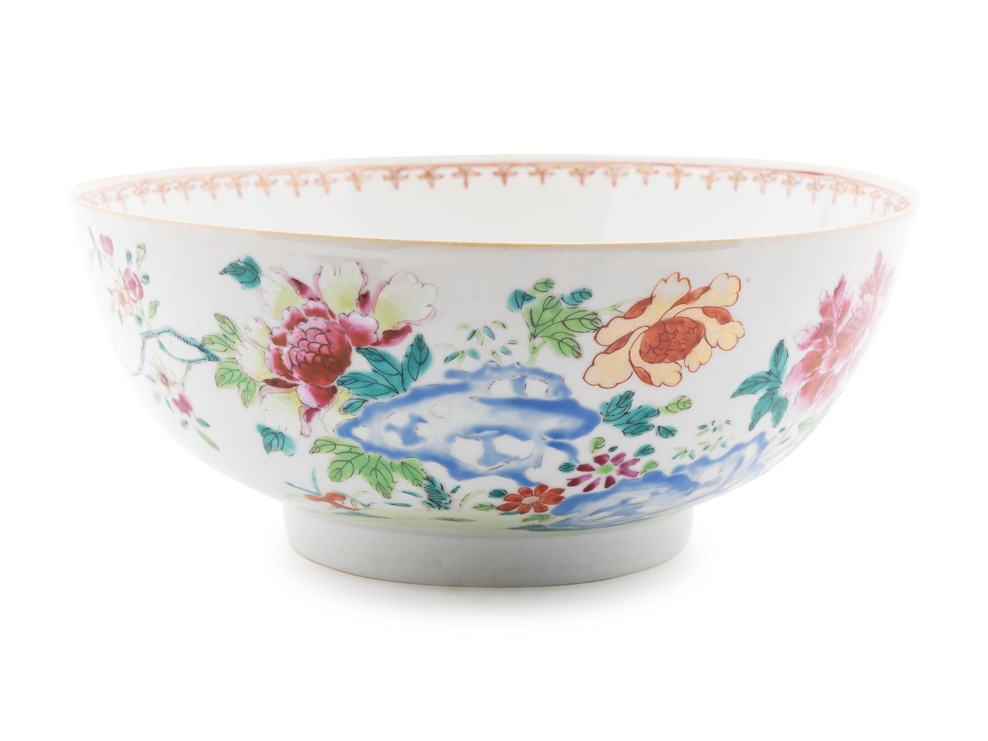 A Chinese Export Famille Rose Punch Bowl