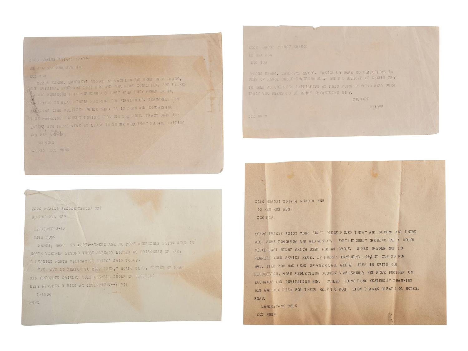 [VIETNAM WAR] - [WOMEN]. Vietnam War-era papers of Pulitzer Prize-winning combat journalist Tracy A. Wood (1943-2020), including documents related to the 1973 release of American POWs in Hanoi.