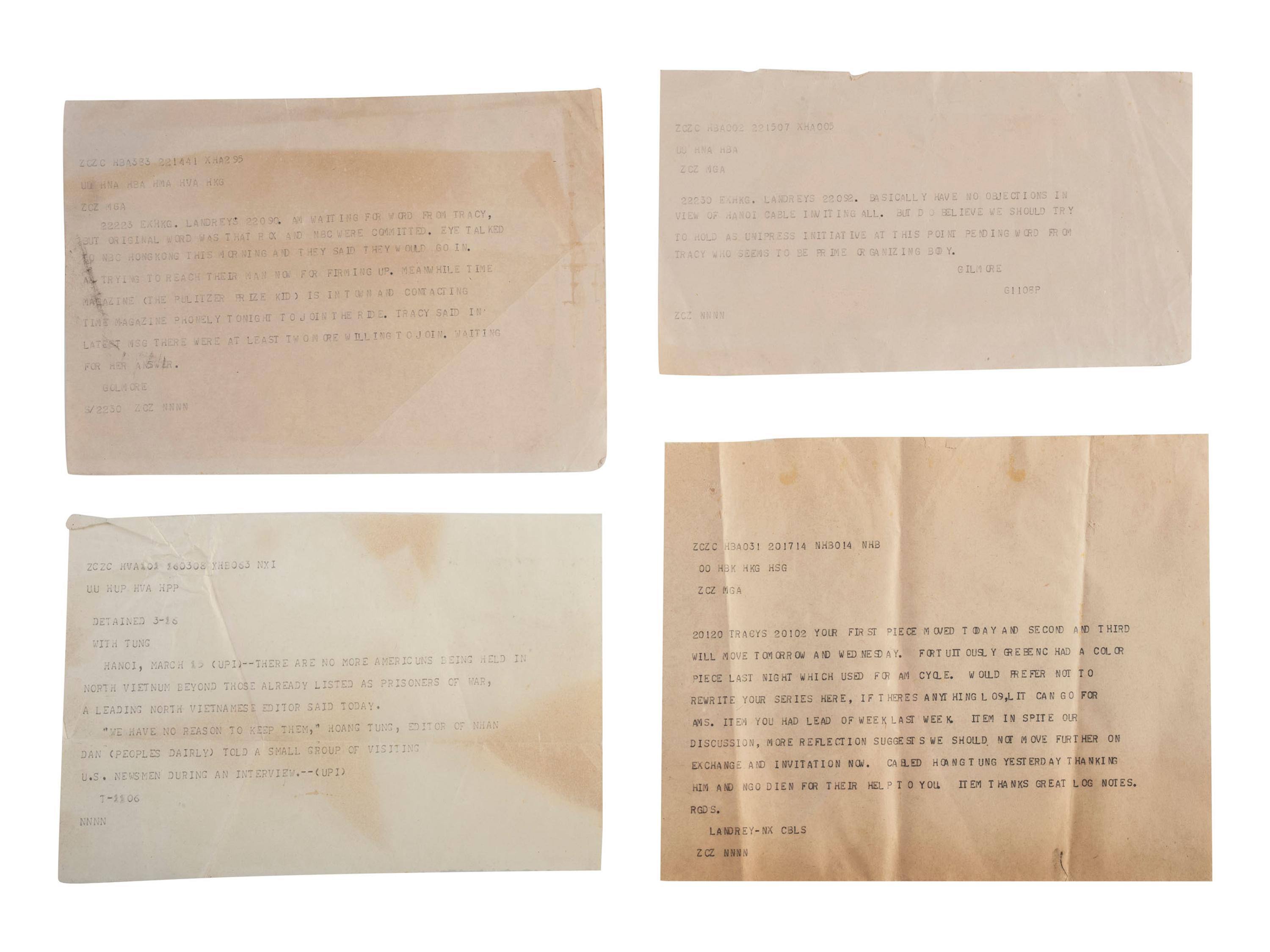 [VIETNAM WAR] - [WOMEN]. Vietnam War-era papers of Pulitzer Prize-winning combat journalist Tracy A. Wood (1943-2020), including documents related to the 1973 release of American POWs in Hanoi.