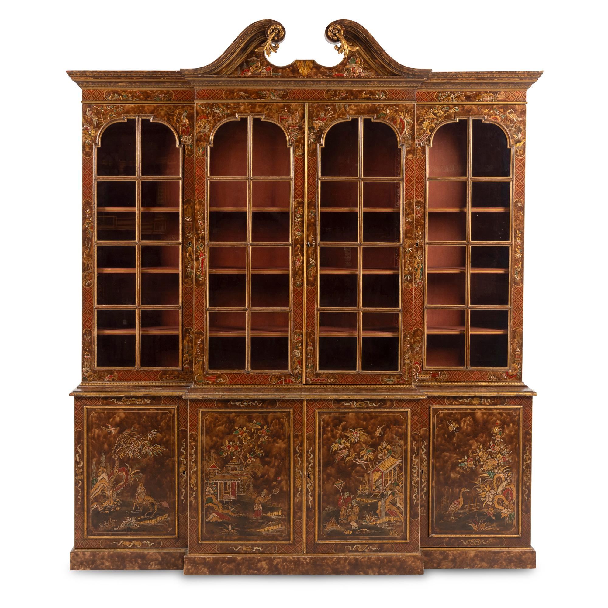 A George II Style Japanned Breakfront Bookcase