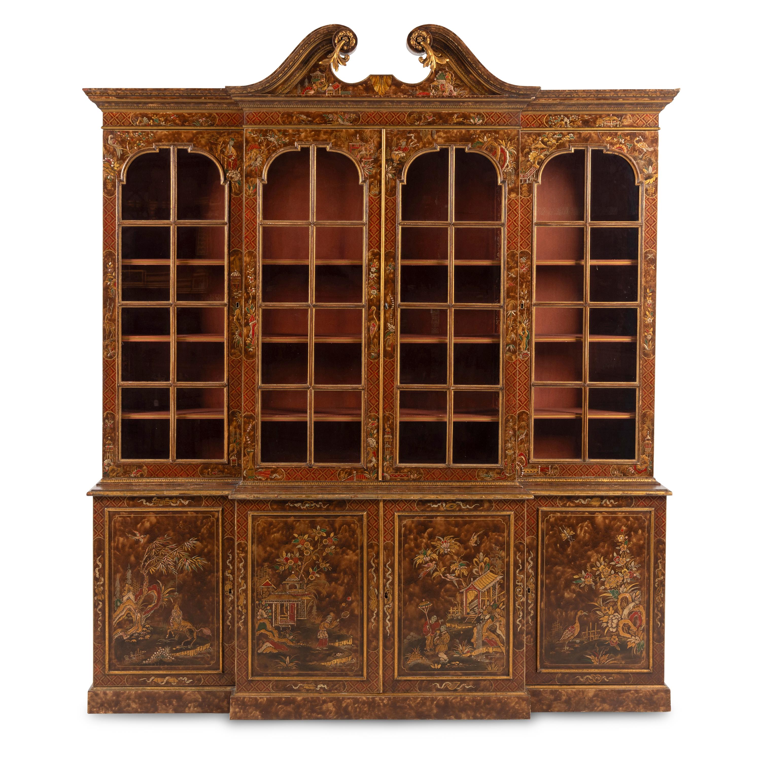 A George II Style Japanned Breakfront Bookcase