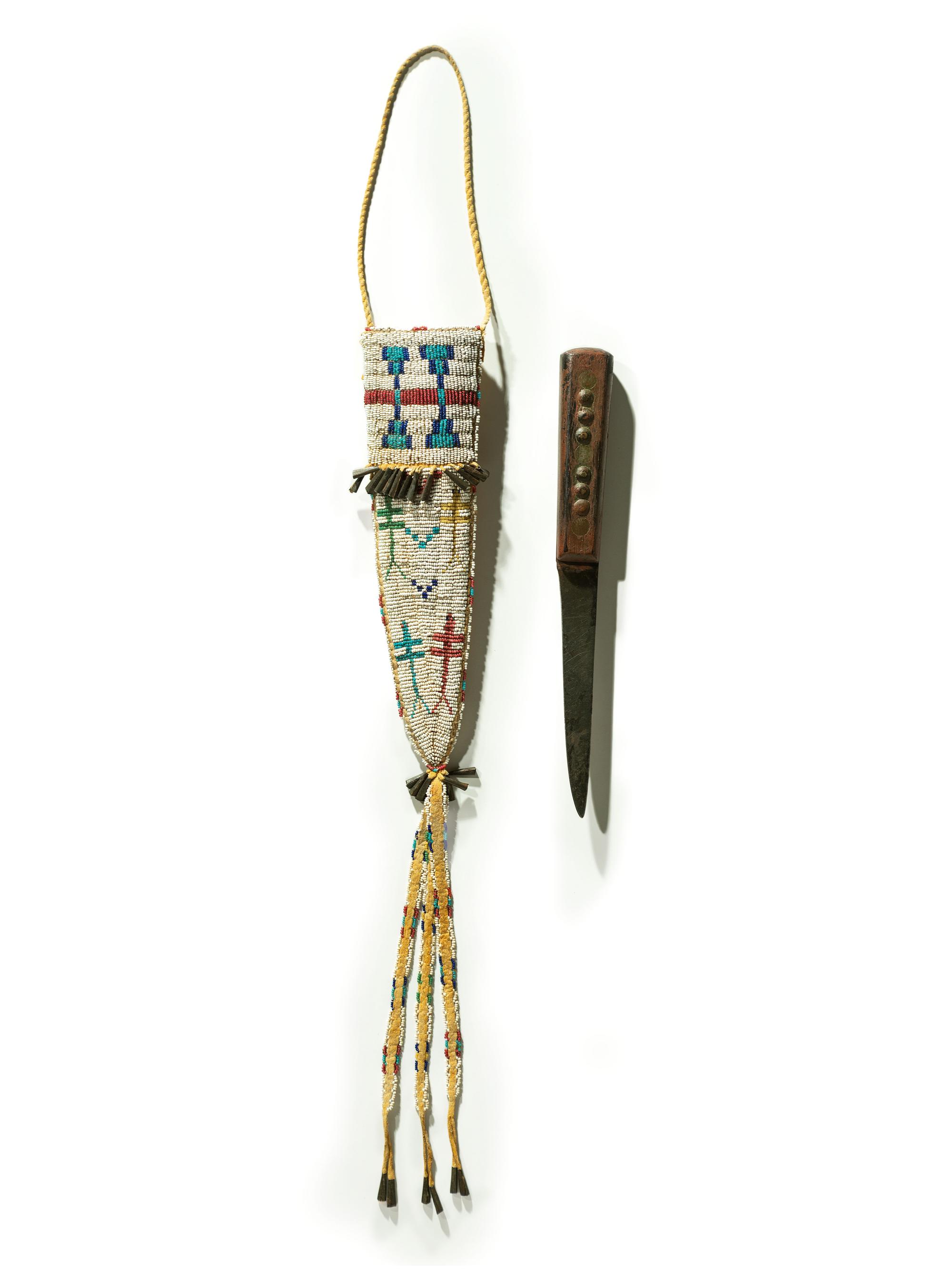 Cheyenne Beaded Hide Knife Sheath, with Dragonflies