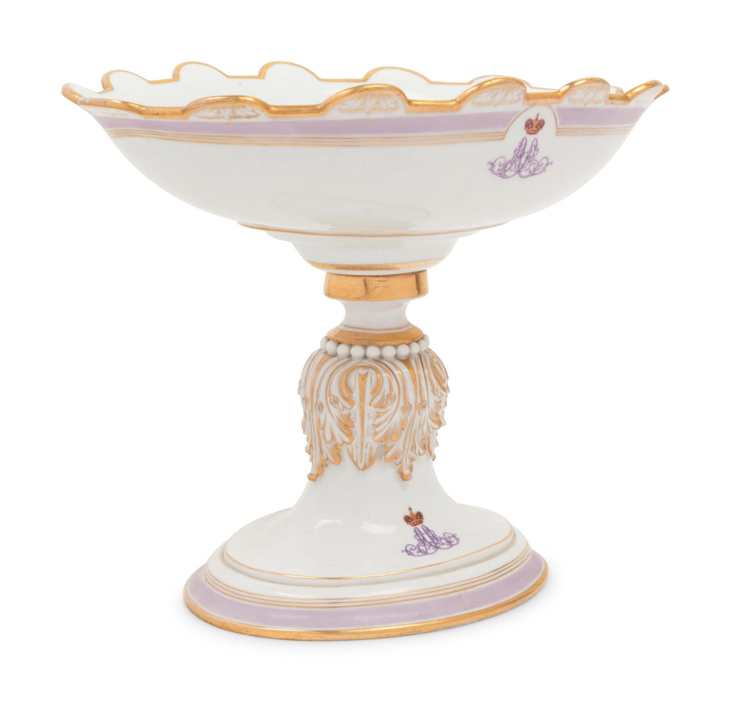 A Russian Porcelain Tazza from the Everyday Service of Grand Duke Alexander Alexandrovich