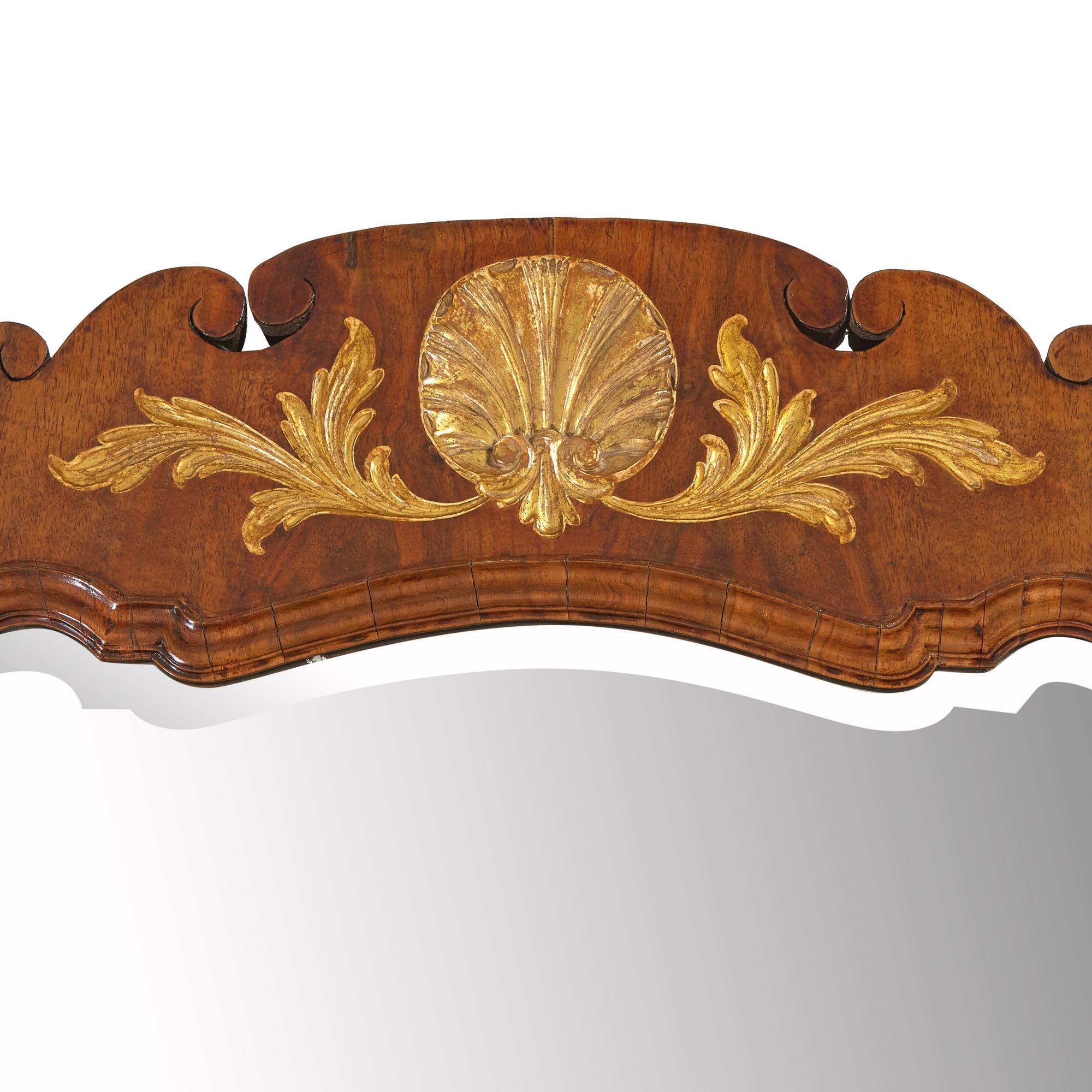 A George II Mahogany and Parcel-Gilt Looking Glass