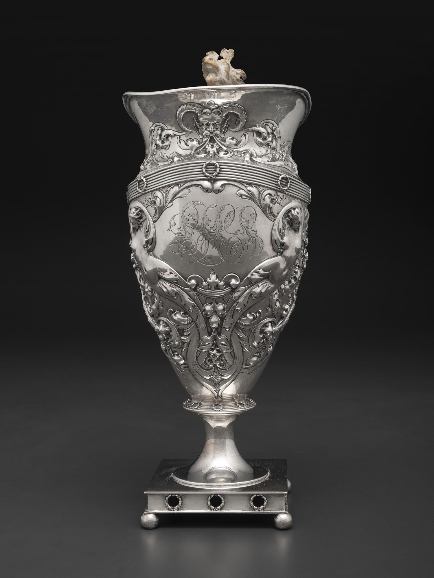 An American Horn-Mounted Silver Pitcher