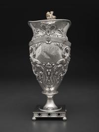 An American Horn-Mounted Silver Pitcher