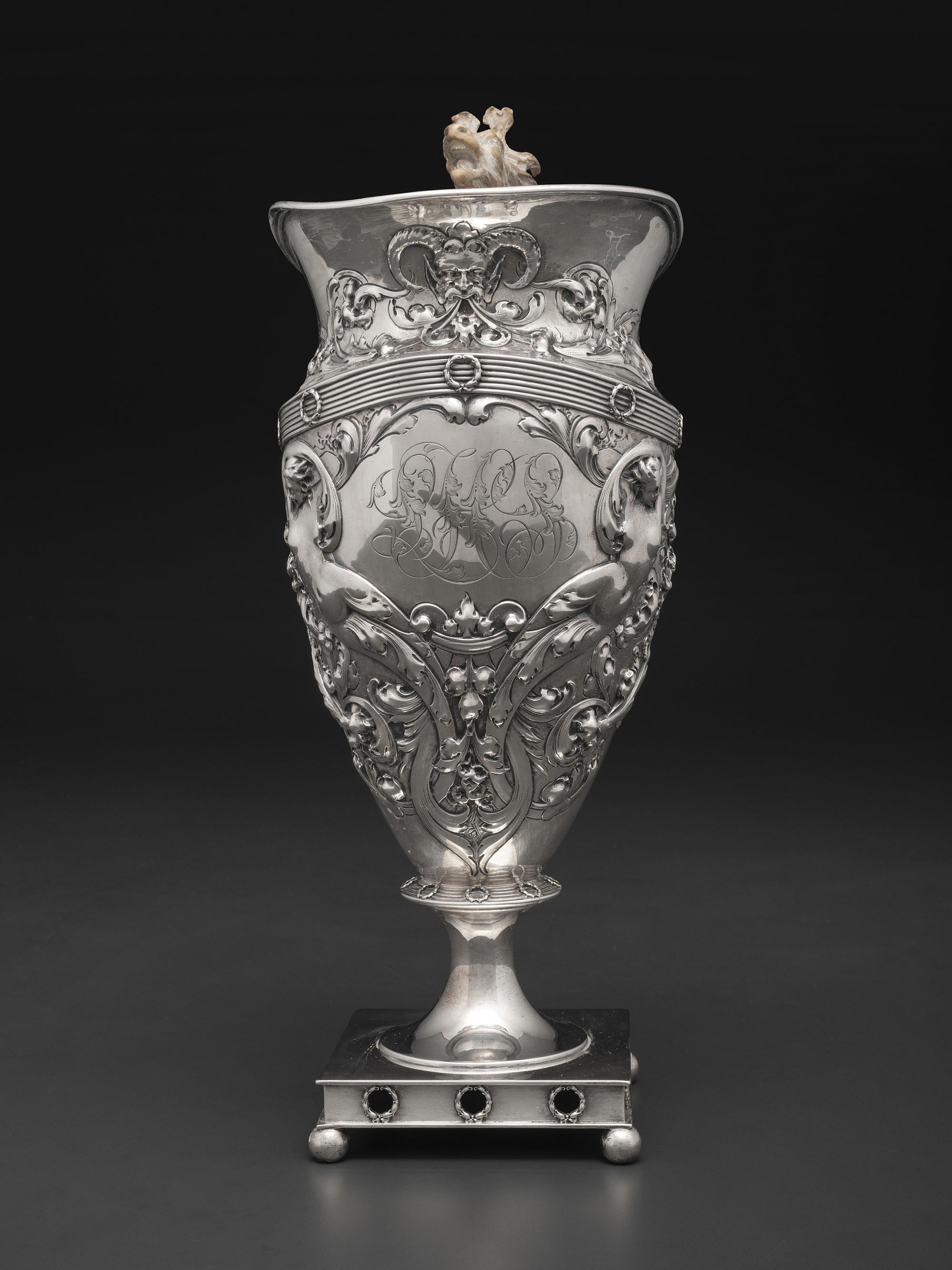 An American Horn-Mounted Silver Pitcher
