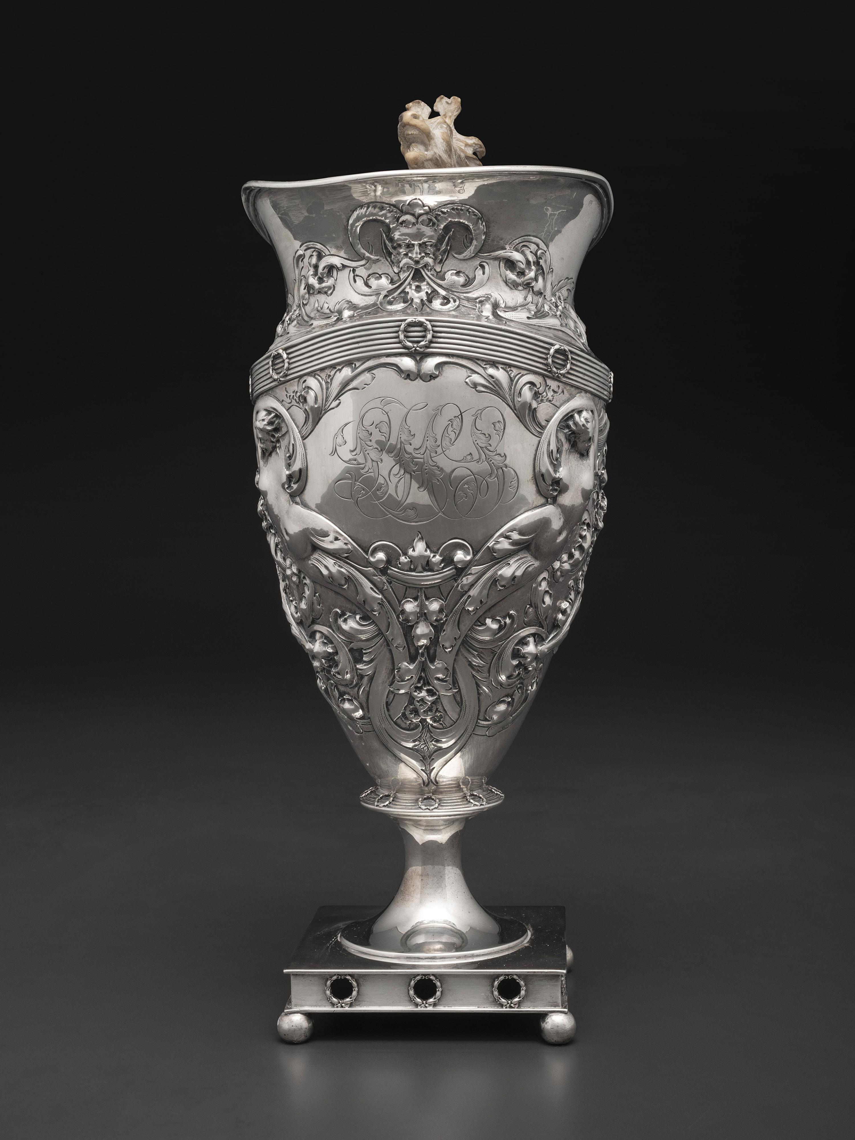 An American Horn-Mounted Silver Pitcher