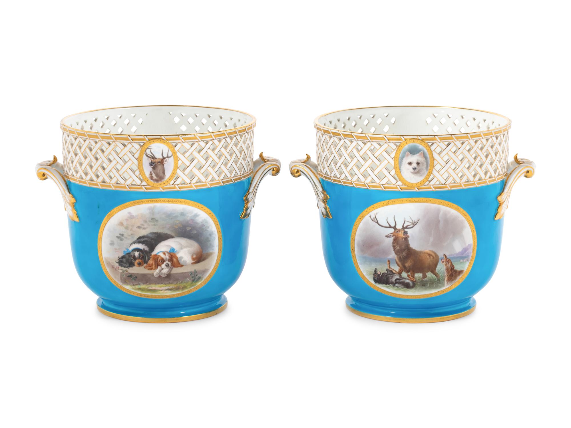 A Pair of Mintons Porcelain Cache Pots