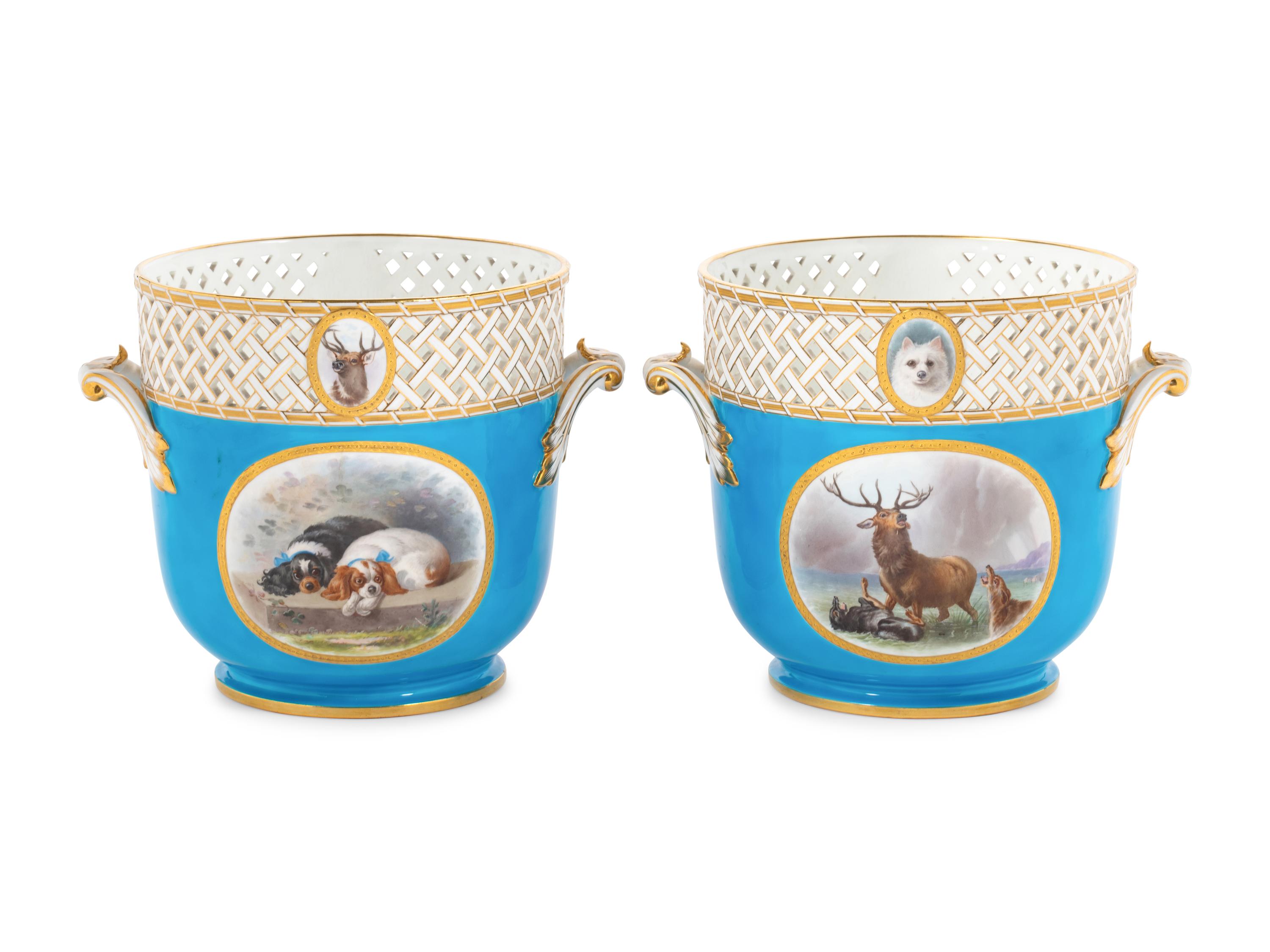 A Pair of Mintons Porcelain Cache Pots