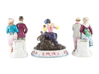 Three Continental Porcelain Figures with Polychrome Enamel Decoration
