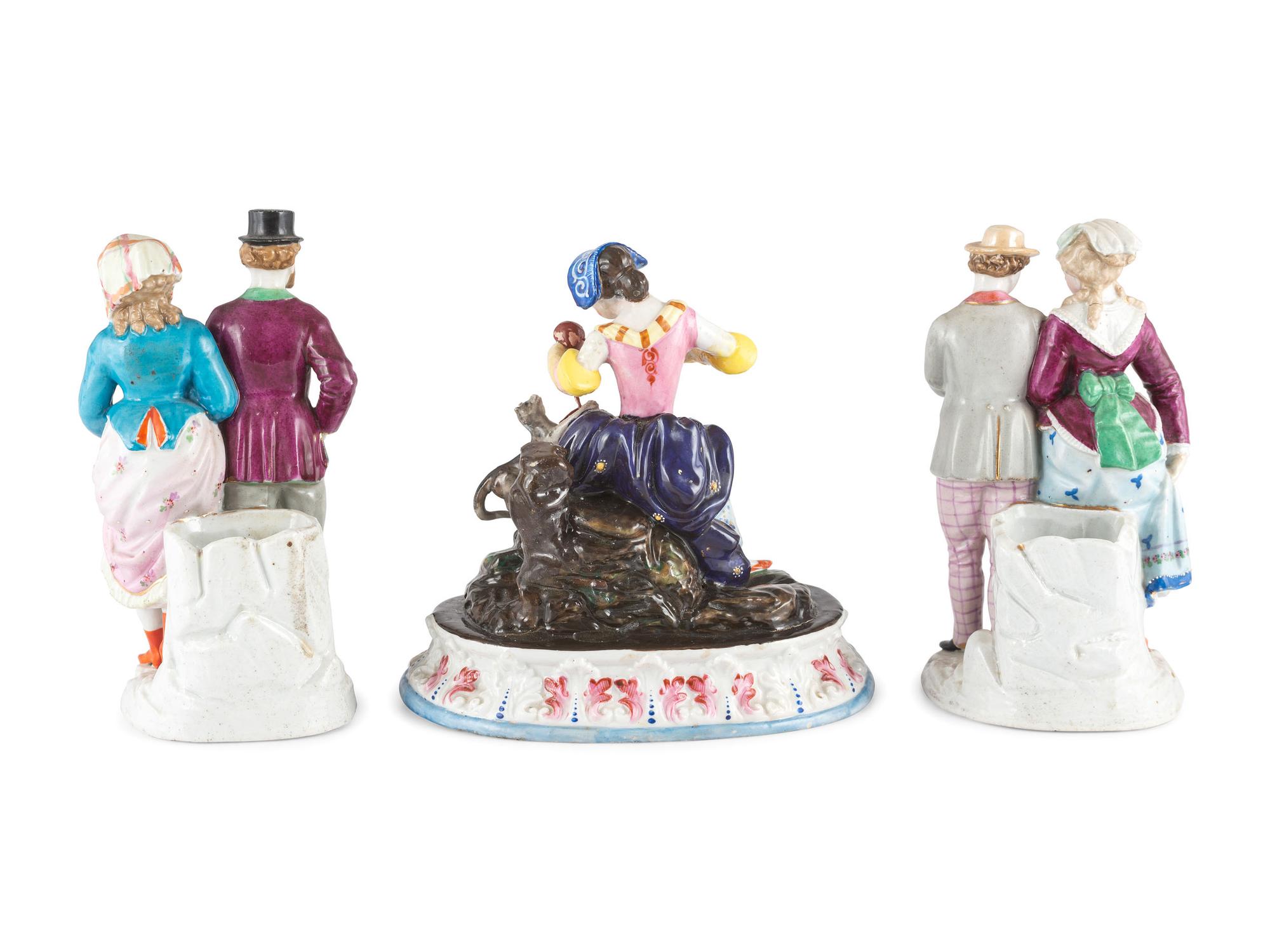 Three Continental Porcelain Figures with Polychrome Enamel Decoration