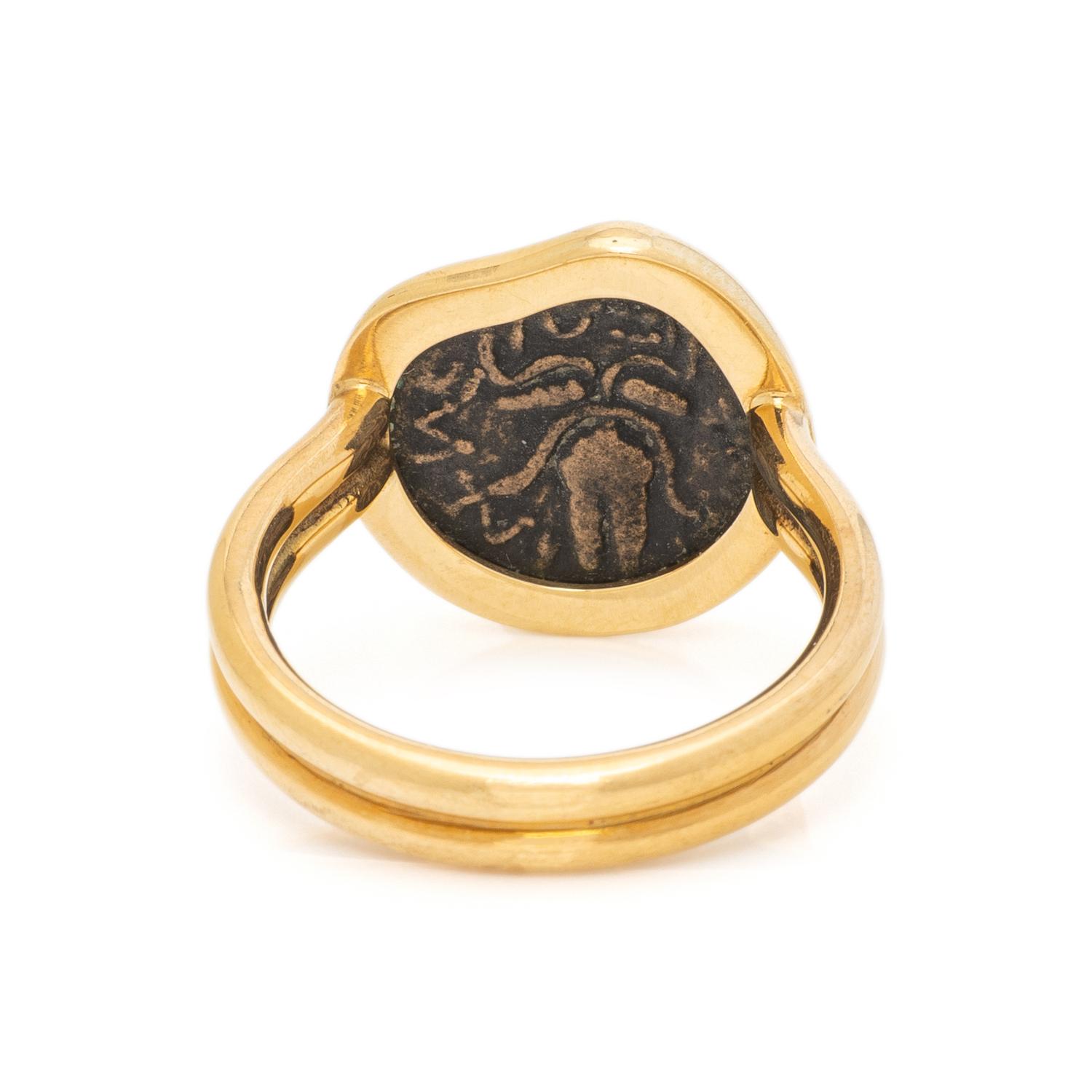 ANTIQUE COIN AND YELLOW GOLD RING