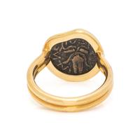 ANTIQUE COIN AND YELLOW GOLD RING
