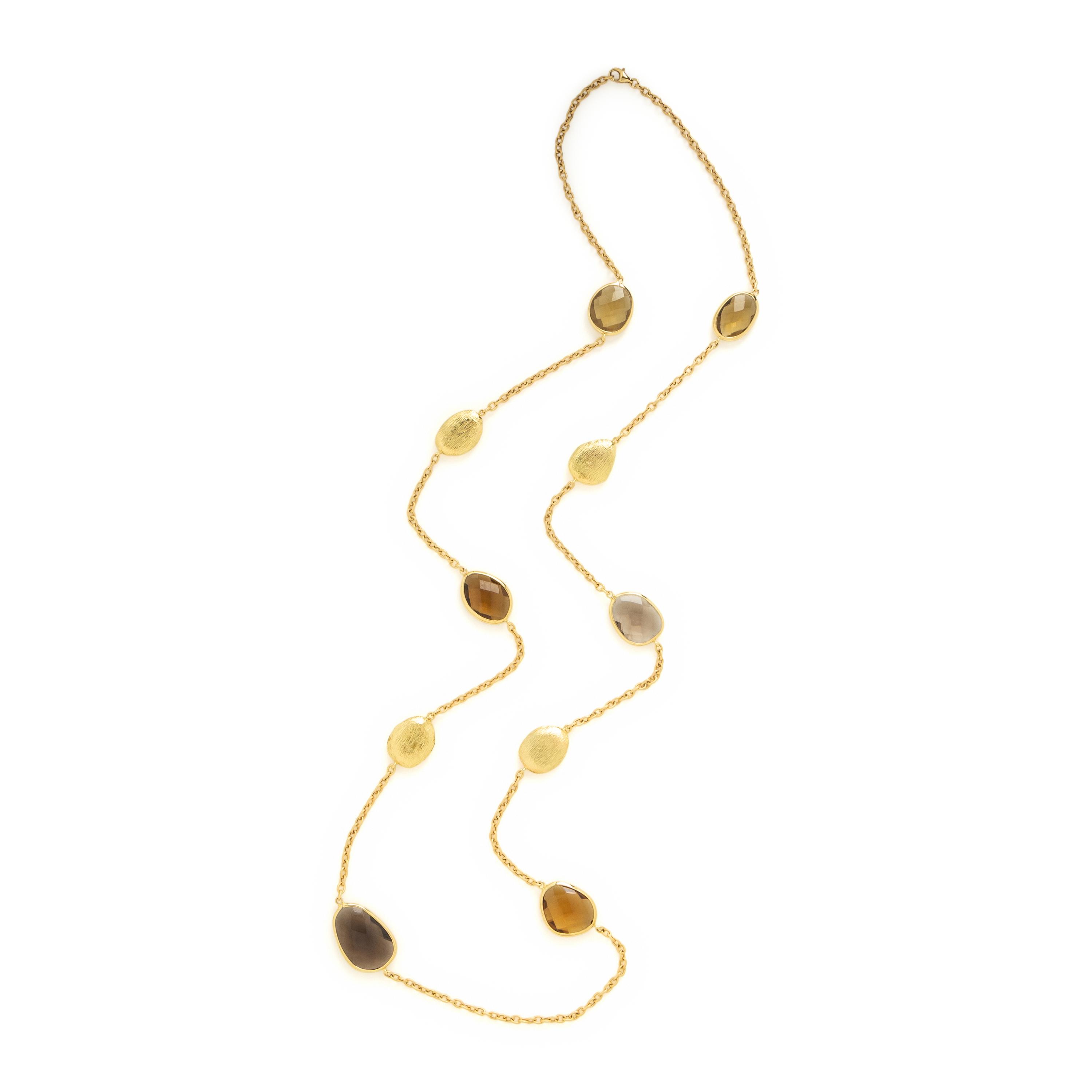 Yvel, Smoky Quartz and Yellow Gold Station Necklace