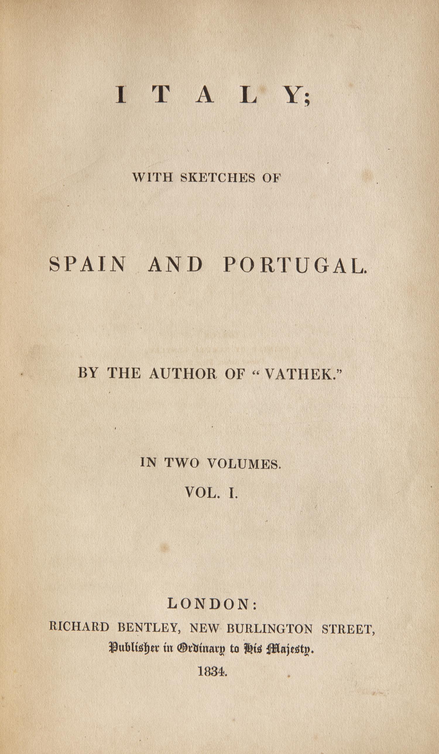 [Art] [Sargent, John Singer] (Beckford, William) Italy; With Sketches of Spain and Portugal...