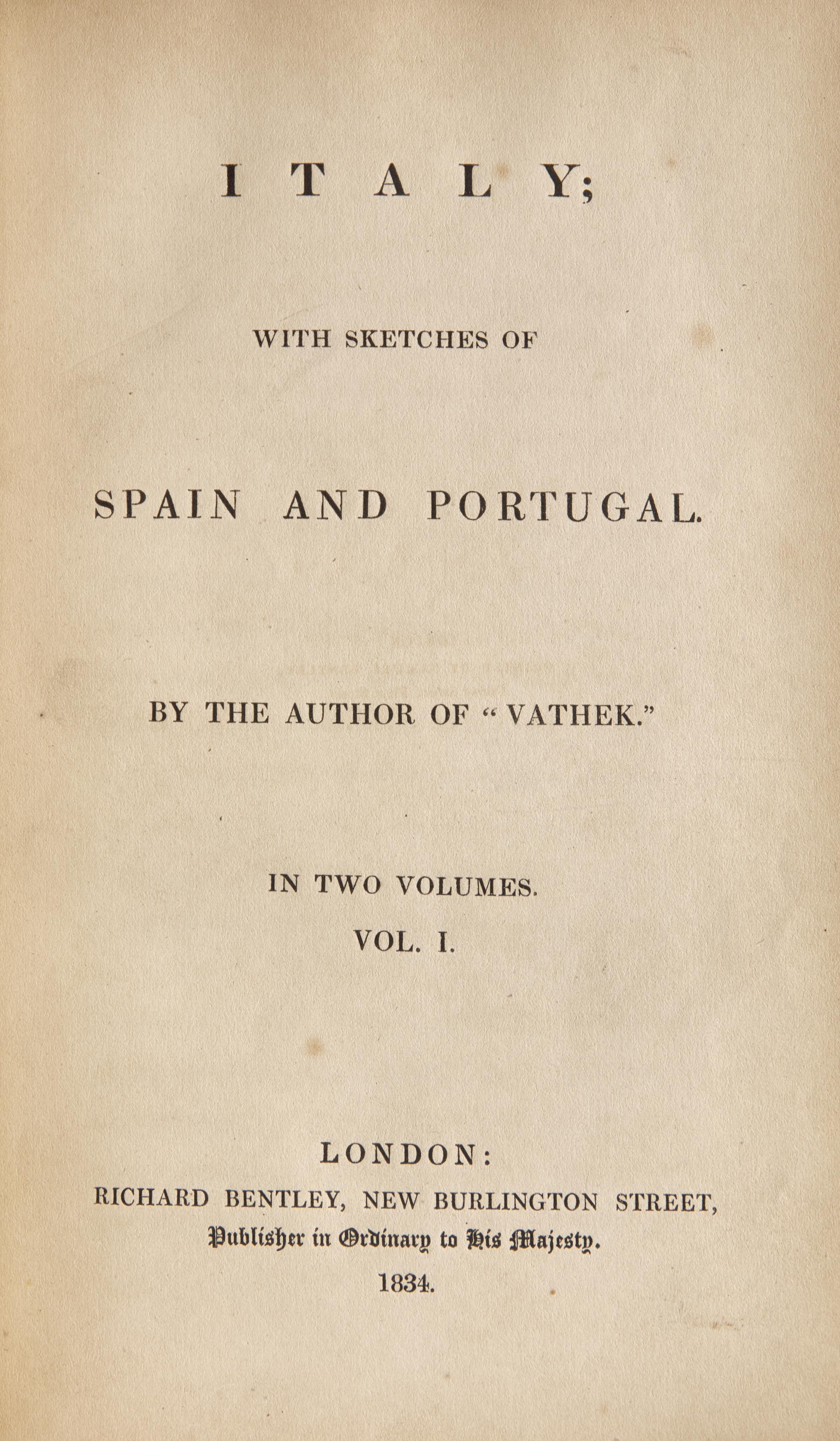 [Art] [Sargent, John Singer] (Beckford, William) Italy; With Sketches of Spain and Portugal...