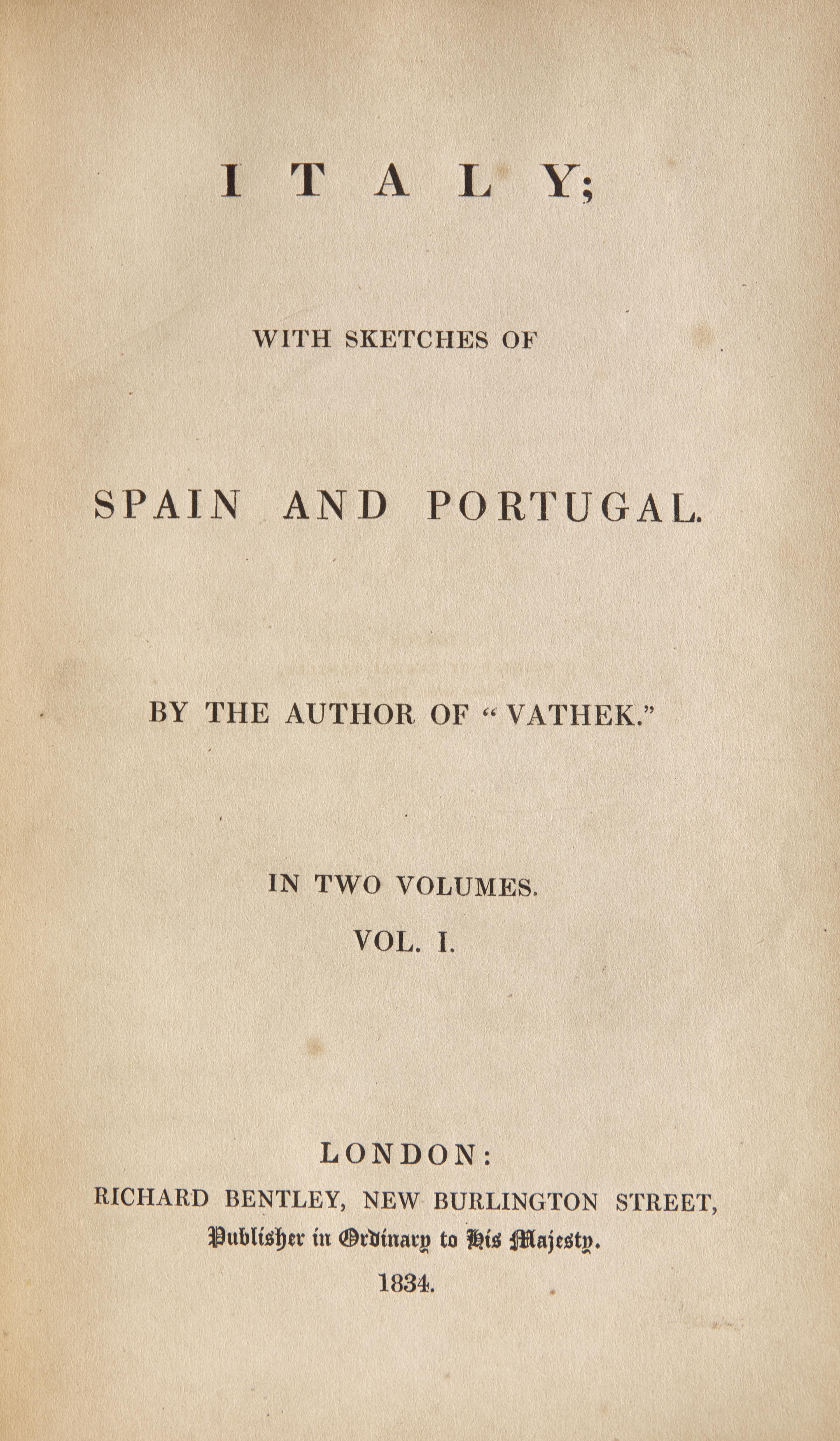 [Art] [Sargent, John Singer] (Beckford, William) Italy; With Sketches of Spain and Portugal...