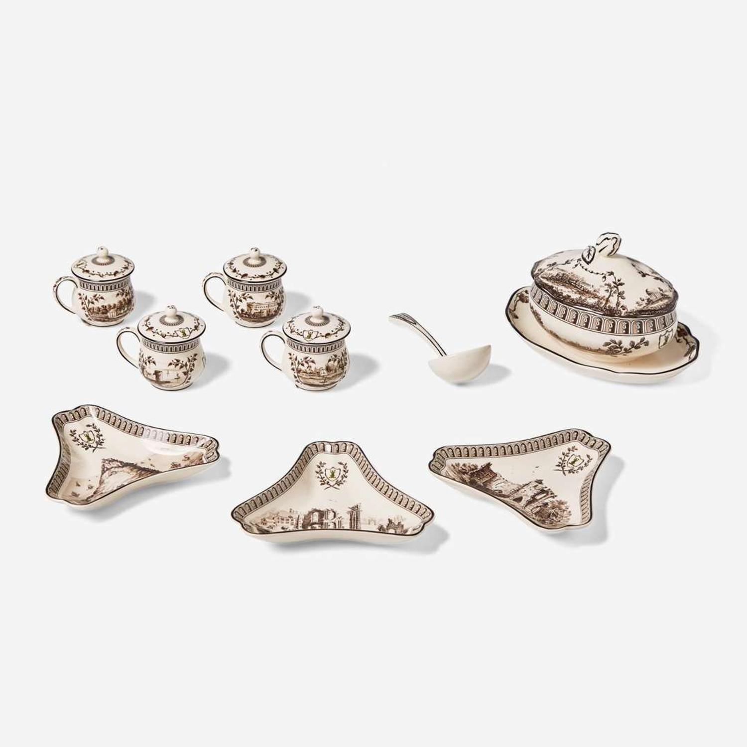 A set of Wedgwood Queensware Frog Service Reproductions UK, circa 2000
