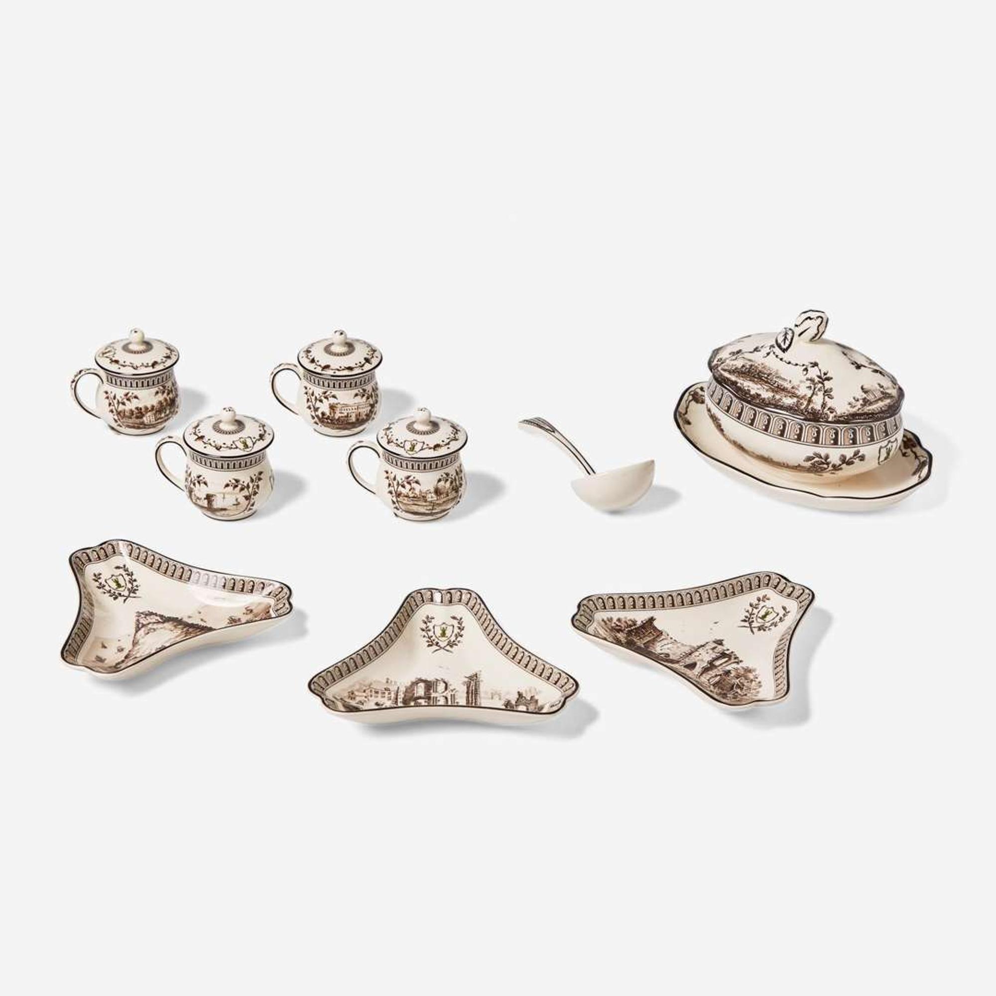 A set of Wedgwood Queensware Frog Service Reproductions UK, circa 2000