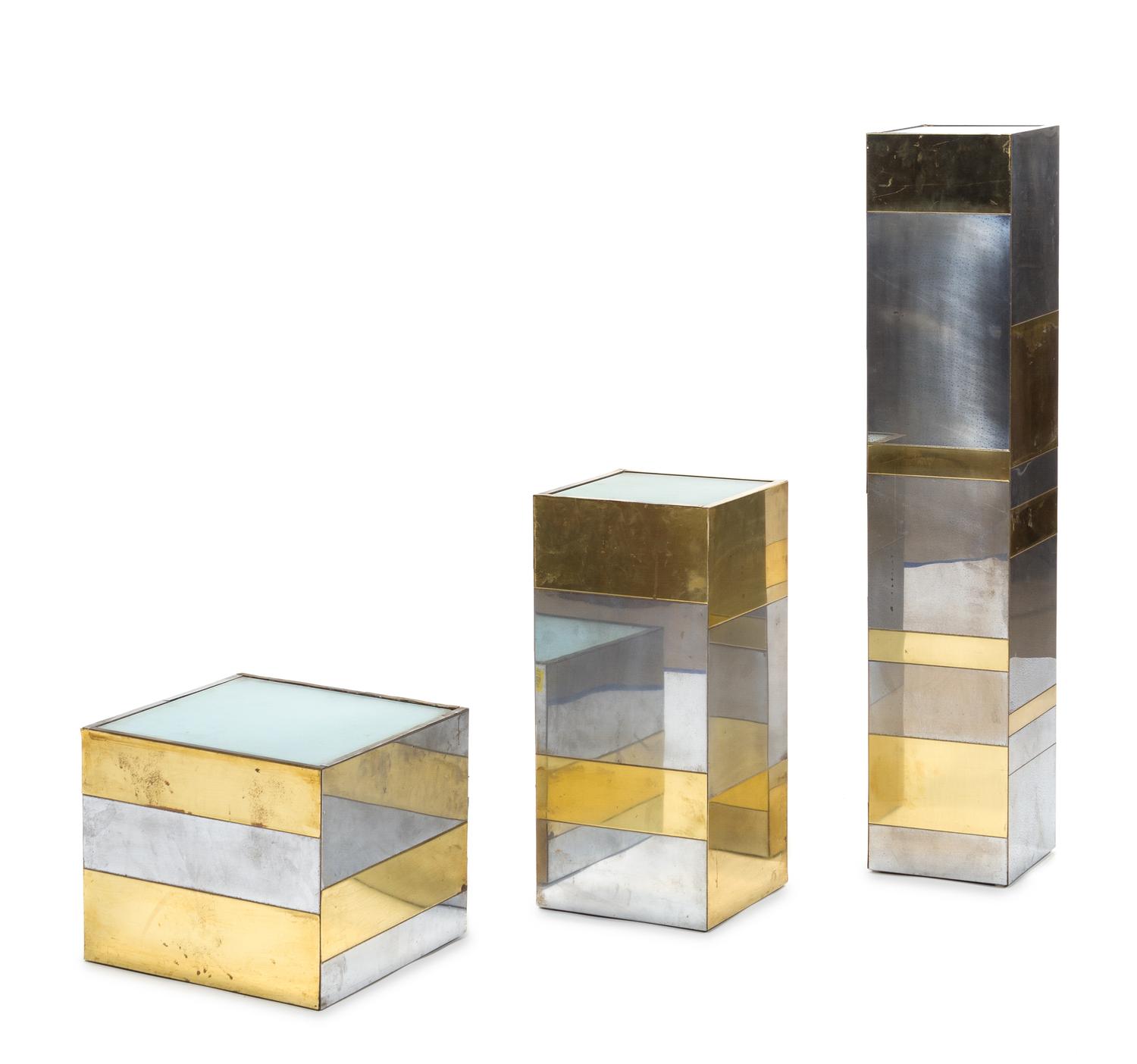 Three Paul Evans Cityscape Lamps Height of tallest 40 1/4 inches.