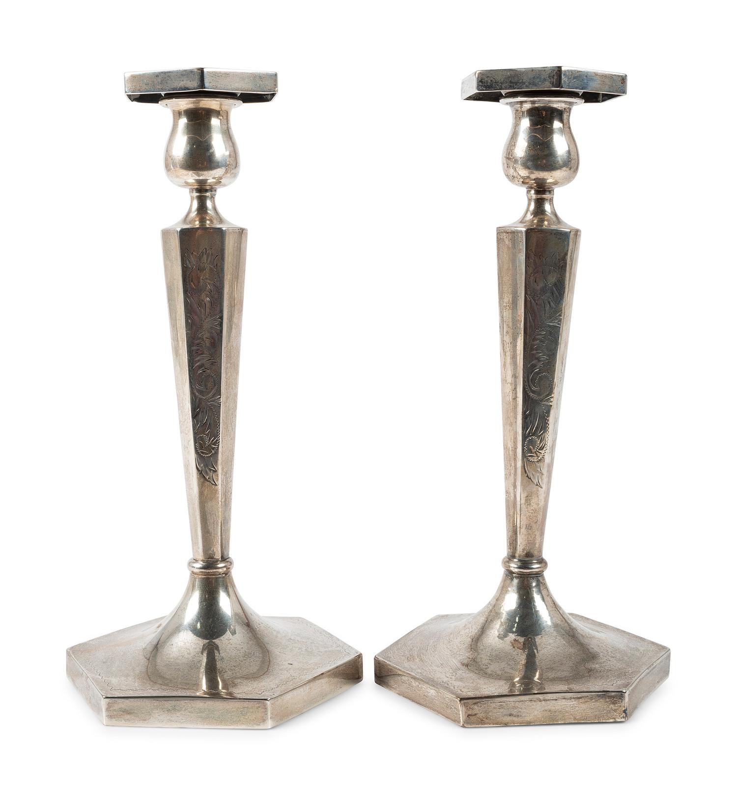 A Pair of American Silver Candlesticks