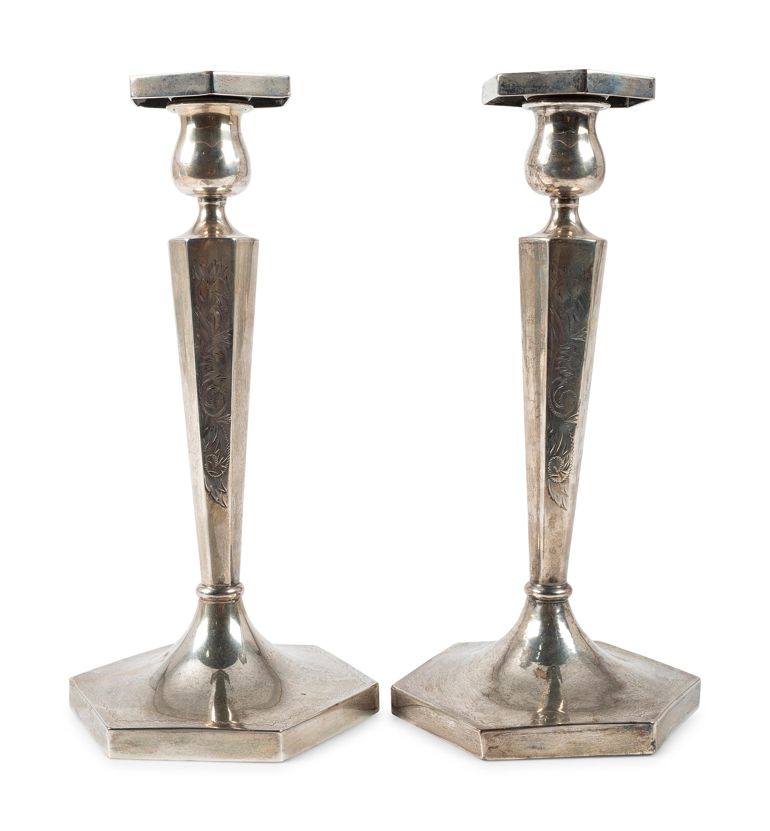 A Pair of American Silver Candlesticks