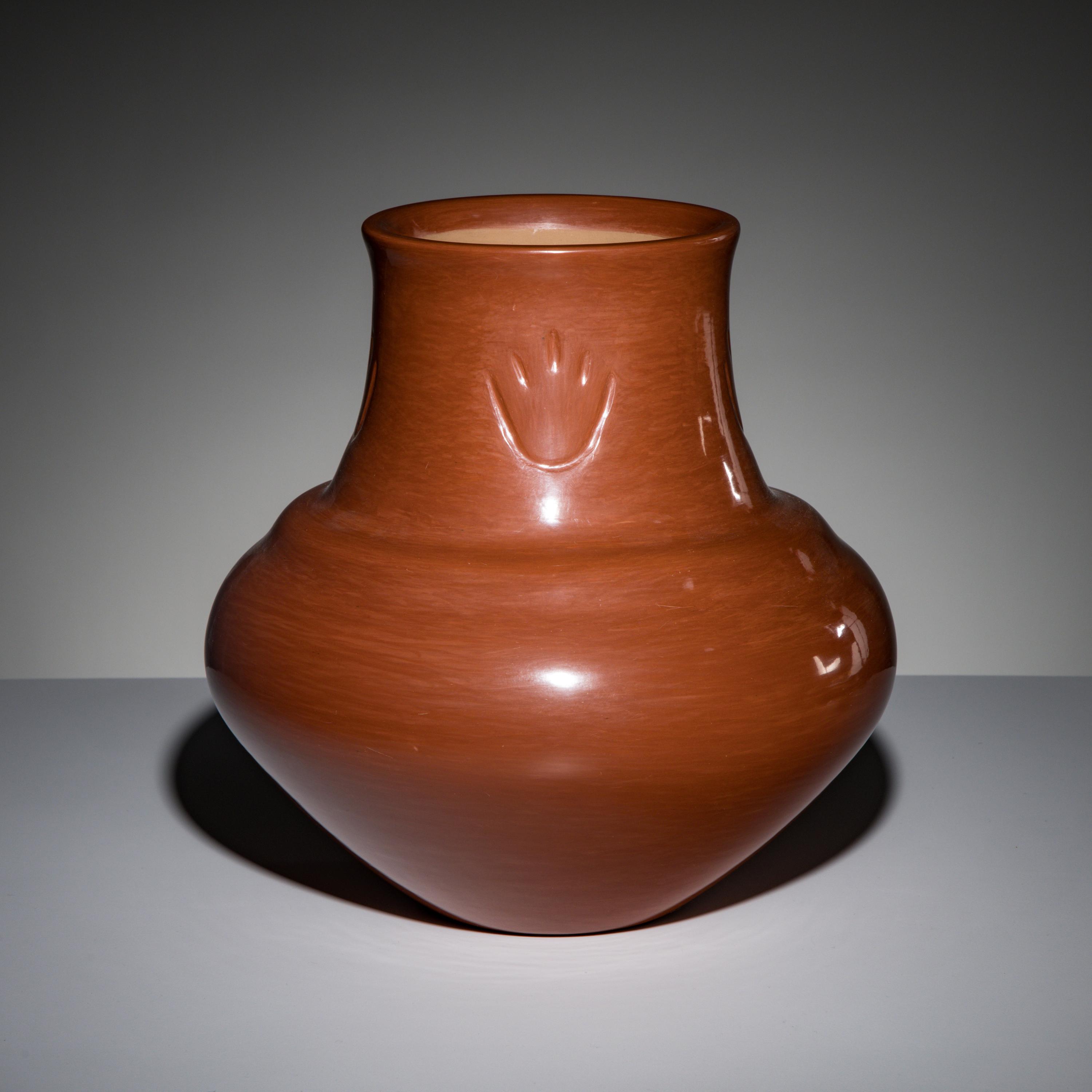 Richard Ebelacker (Santa Clara, 1946-2010) — Redware Pottery Jar, with Bear Paws