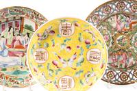 Five Chinese Famille Rose Porcelain Plates