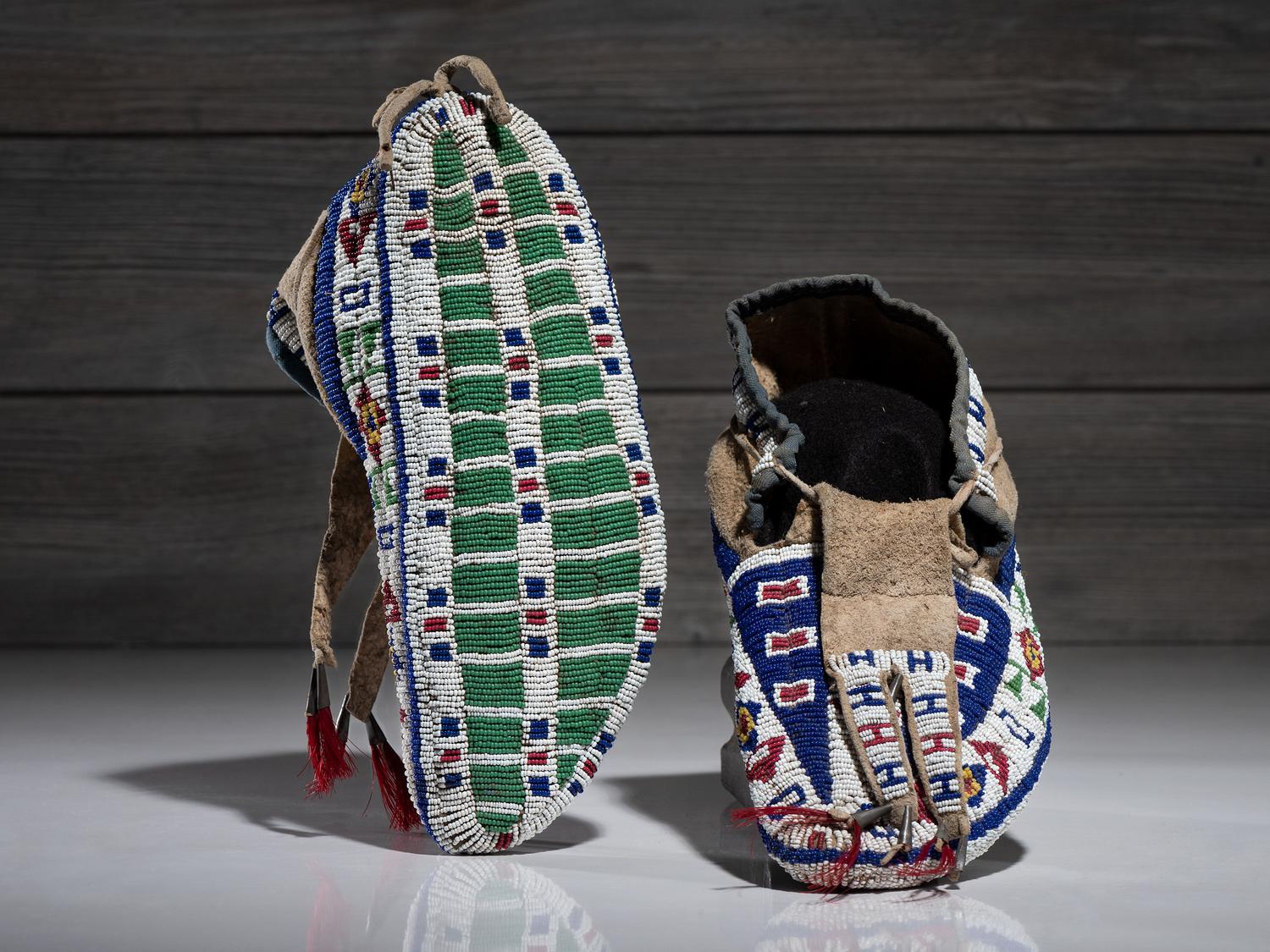 Sioux Fully Beaded Hide Moccasins