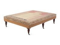 A Large Contemporary Ottoman with Hereke Prayer Rug Upholstery