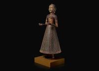 An Indian carved and painted wood Gauri figure, Rajasthan, 19th to early 20th century 印度女神祗木雕 拉賈斯坦邦 十九至二十世紀初