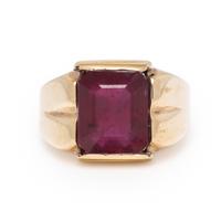 Yellow Gold and Synthetic Ruby Ring