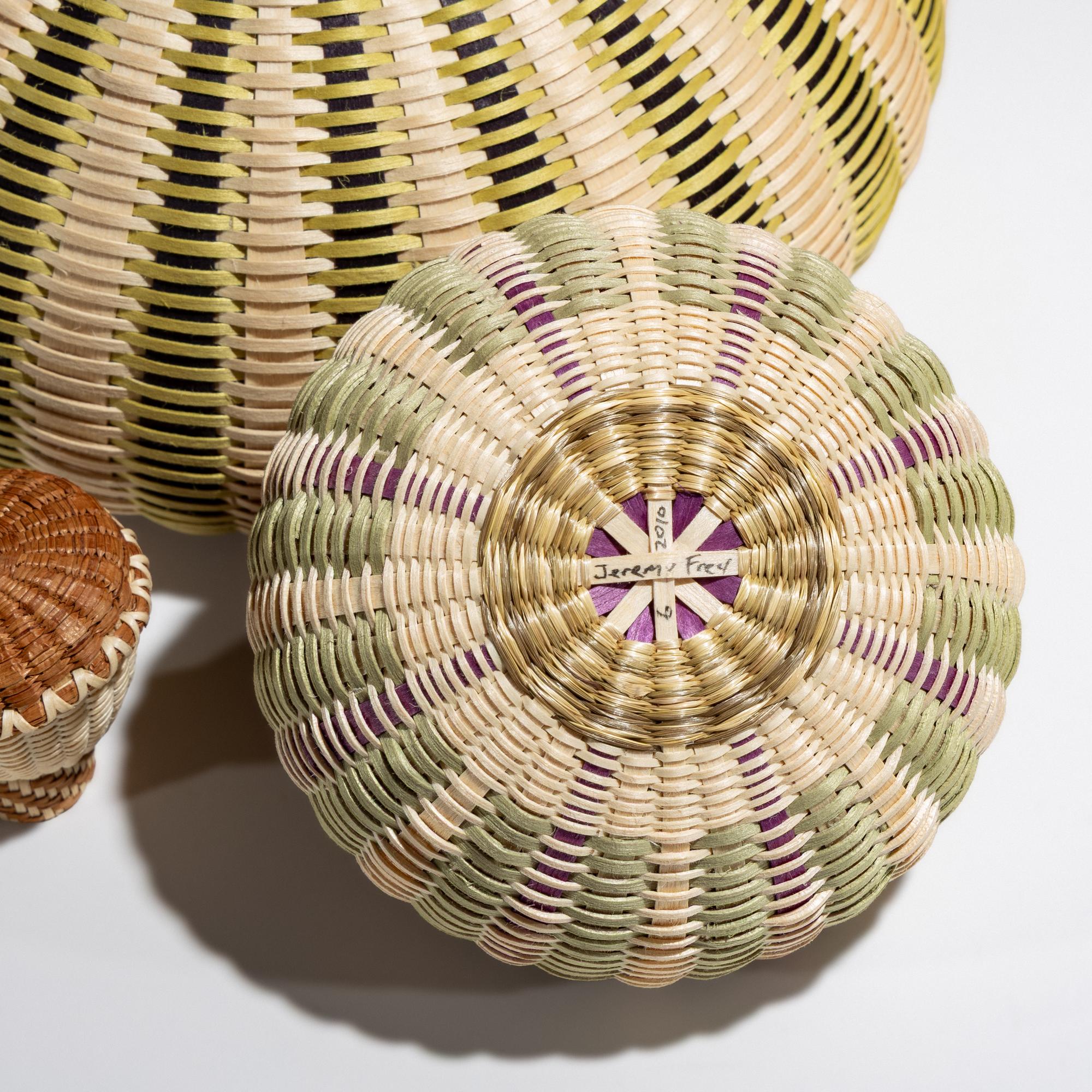 Colorful Lidded Split Ash Baskets