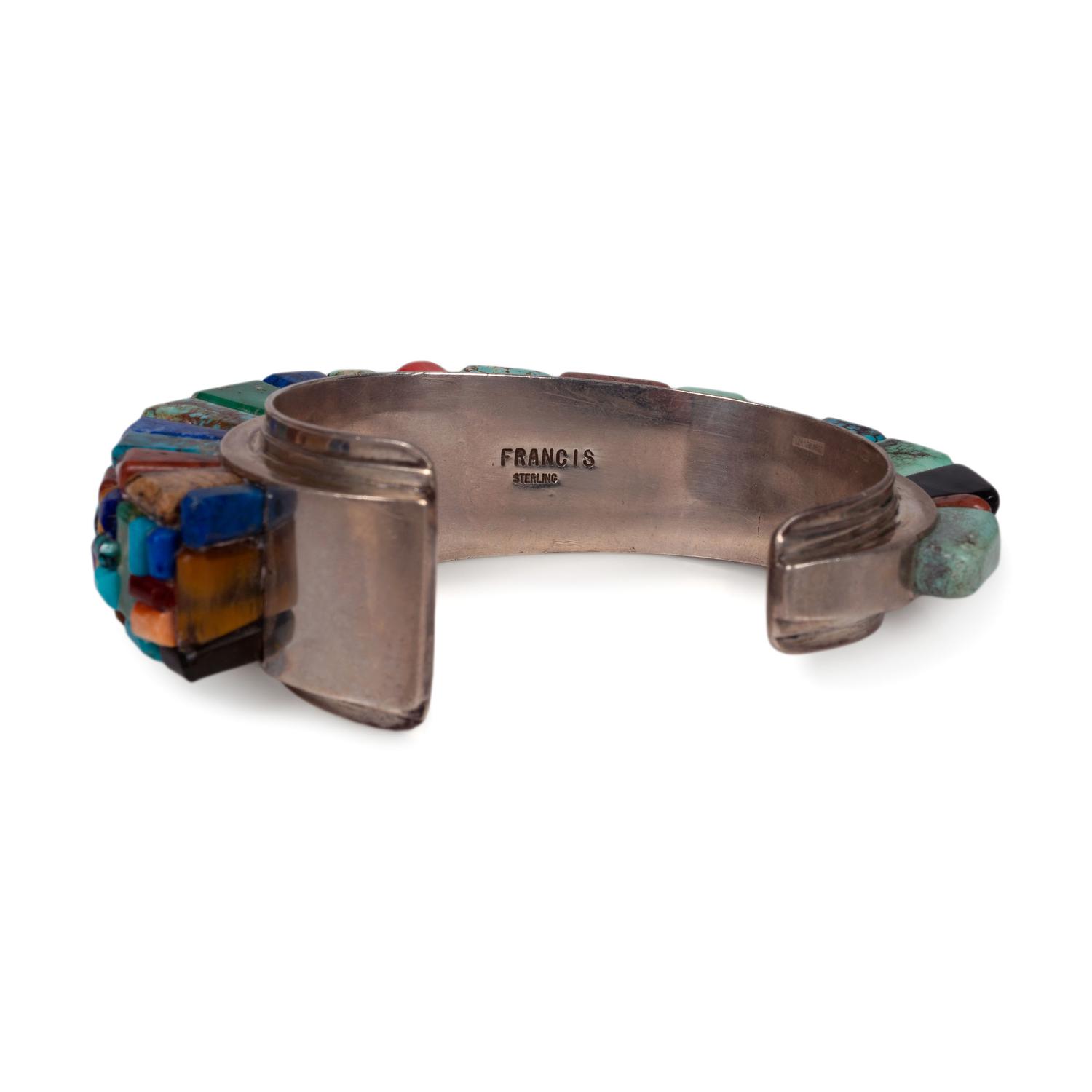 Sterling Silver and Cobblestone Inlay Cuff Bracelet