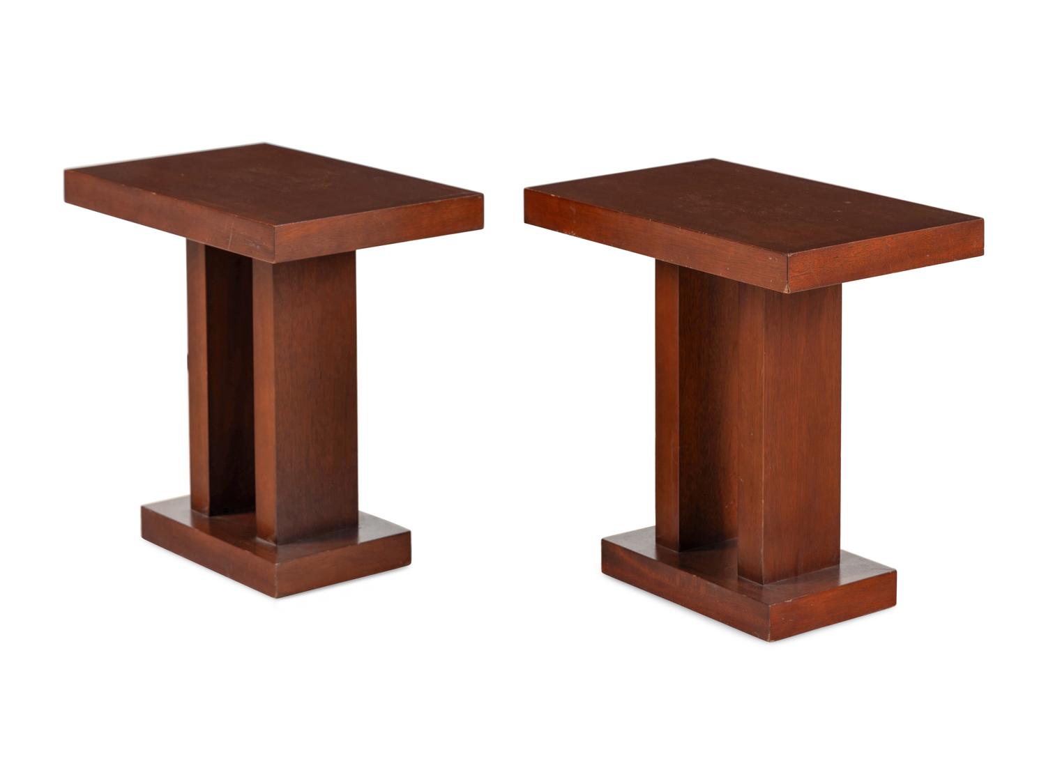 A Pair of Contemporary Mahogany Side Tables Retailed by Manifesto, Chicago